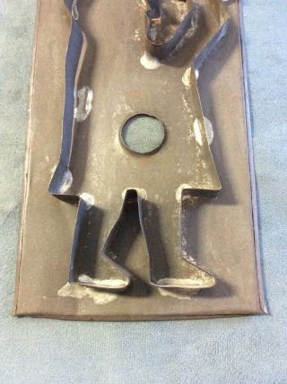 Large Antique Metal Flat Back Cookie Cutter Human Figure 7.  75” X 4.  25” 3