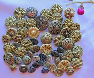 50,  Collectable Vintage Metal Buttons - Mirrorbacks And Twinkles (3)