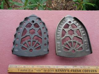 2 Antique Cast Iron Trivets For Sad Irons Old Flat Iron Stand One Marked