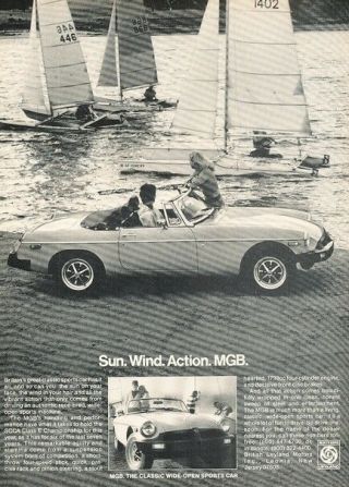 1978 Mg B Mgb With Sail Boats Advertisement Print Art Car Ad A89