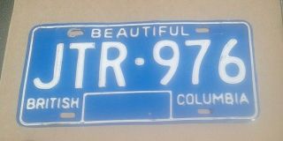 British Columbia License Plate Passenger Expired 1985 Number Jtr 976 Canada