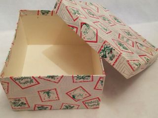 Vintage 1940s 1950s Cardboard Red Green White Silver Christmas Gift Box