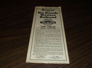 1950 D&rgw Denver & Rio Grande Western Public Timetable