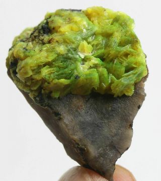 9.  3g Precious Lamellar Green Autunite Crystal On Bedrock Mineral Specimen China