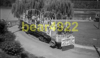 Trolley Negative: Bcer Vancouver Sightseeing Car 123 Leaving Stanley Park 1949