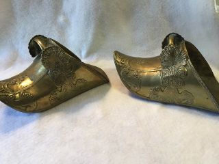 Pair Antique Ornate Brass Stirrup Spanish Conquistador Horse Foot Shoe Armor 3
