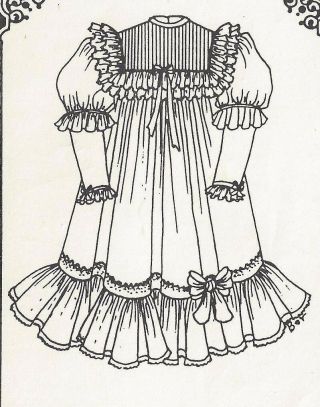 13 - 14 " Antique Doll Pleated Bodice Dress Pattern/french Bru/jumeau - German Child