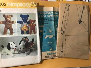 Simplicity 6062 Teddy Bear Snoopy Dog Stuffed Animals Sewing Pattern 16” 24” 4