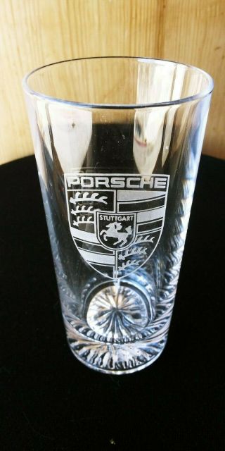 Porsche Stuttgart.  Drinking Glass.  Etched Crest/logo