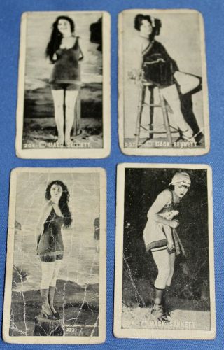 4 Vintage 1920’s Hollywood Bathing Beauty Actresses Cigarette Cards - Strollers