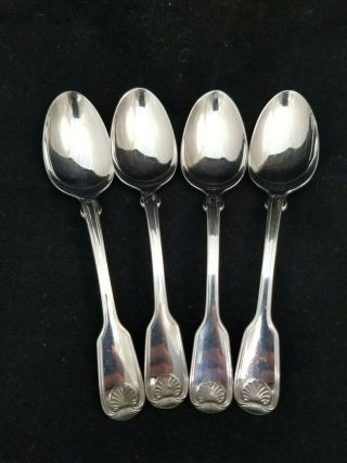 4 Reed & Barton Colonial Shell Stainless Tablespoon / Soup Spoons (set 1)