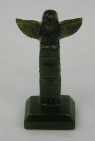 Hand Carved Jade Totem Pole 2 1/2 " Bird Native American Fetish Small A9835