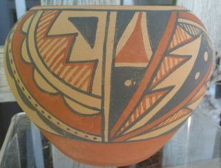 Vintage Jemez Pueblo Nm Pottery Pot Hand Painted Signed A.  Galvan