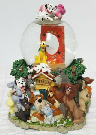 Disney Store Snowglobe Best Of Friends Cats Dogs Pluto Figaro Picture Frame Musi