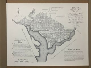 Vintage Map Plan Of The City Of Washington Dc Capital Lithograph 30 " X 23 "