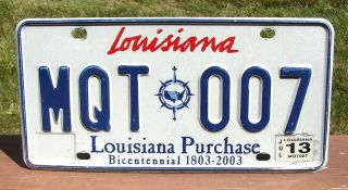 Louisiana Purchase License Plate (3,  Plates) Mqt 007