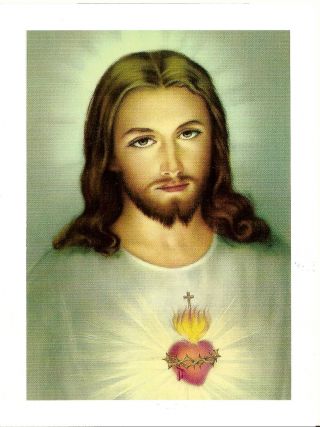 Sacred Heart Of Jesus Religious Picture - Fits A 5 " X 7 " Frame