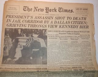 York Times November 25,  1963 JFK Assassin Shot,  Lee Harvey Oswald,  Jack Ruby 2