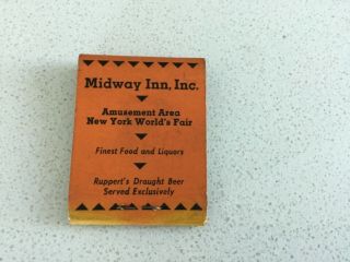 Vintage Full Matchbook,  Midway Inn,  Inc.  Amusement Area York World’s Fair