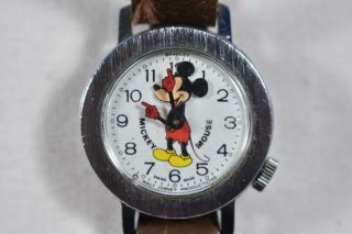 Vintage Bradley Nodding Mickey Mouse Wind Up Watch,  Runs