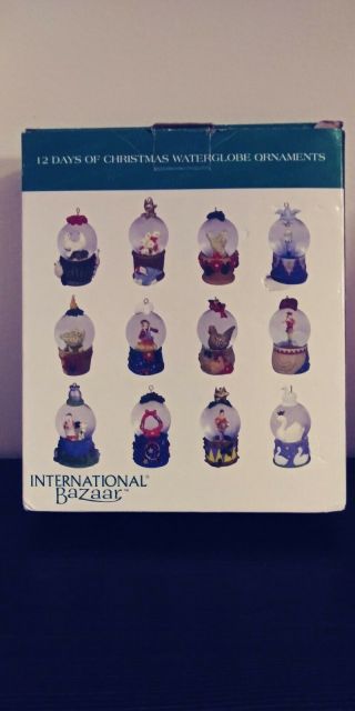 International Bazaar Mini Waterglobes Ornaments,  12 Days Of Christmas,  Rare