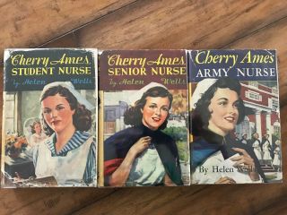 3 Cherry Ames Books •student,  Senior,  Army Nurse •hb/dj •red Tweed