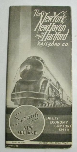 1939 York,  Haven And Hartford Railroad Company Timetable