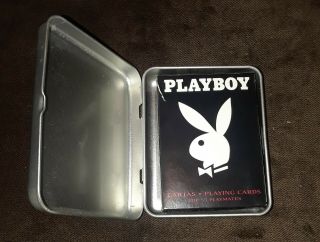 Playboy deck of playing cards in a metal logo - ed tin 2