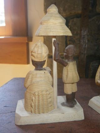 PAIR Vintage African Folk Art Wood Carving Nigerian Thorn Wood Man Checkers Woma 2
