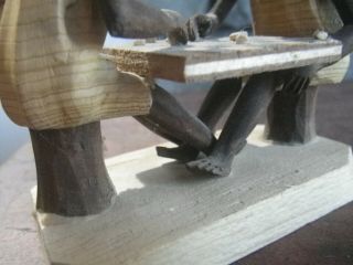 PAIR Vintage African Folk Art Wood Carving Nigerian Thorn Wood Man Checkers Woma 8