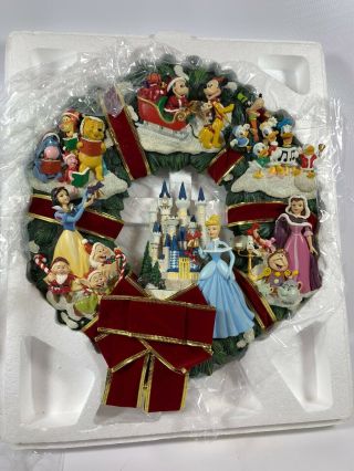 The Magic Of Disney Holiday Wreath Bradford Exchange W/coa Rare
