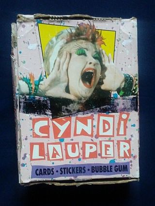 Vintage 1985 Topps Cyndi Lauper Trading Cards Box 28 Packs,  2 Open