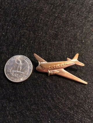Vintage C - 47 Airplane Pin Gold Color