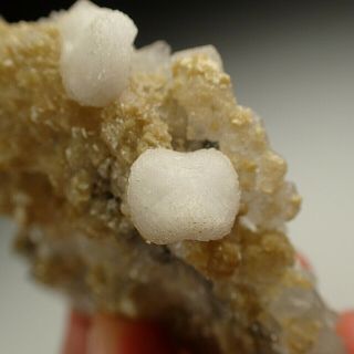 Calcite,  Dolomite Crystals On Quartz With Boulangerite Herja,  Romania