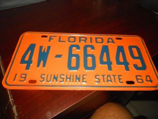 Florida 1964 Vintage License Plate Issued In Pinellas County