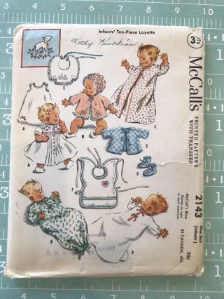 Vintage Pattern Babies Layette Mccall 