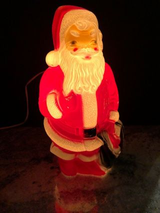Vintage Empire 1968 Blow Mold Santa With Toy Bag 13 " Christmas Indoor Lighted