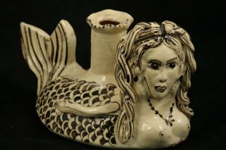 Ceramic Candle Holder Morales Family Hand Crafted Mexican Folk Art Mermaid