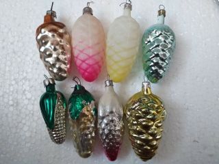 Vintage Ussr Xmas Glass Ornament Decorations Tree Pine Cones Toy Year