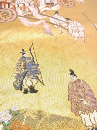 Japanese Kimono Obi Fabric Panel 40 " _silk,  Gold,  Gion - Matsuri,  Jidai - Emaki,  190 - C