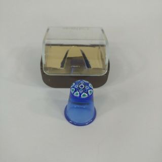 Caithness Miniture Millefiorni Paperweight Collectable Thimble Glass Rods Blue