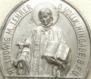 Saint Louis De Montfort & Holy Virgin Mary - Very Rare Antique Medal Pendant