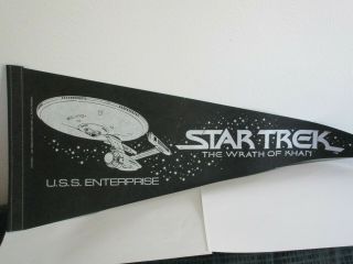 Star Trek Ii: Wrath Of Kahn Black Pennant W/uss Enterprise And Movie Logo