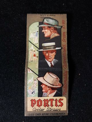 Vintage Portis Hats Matchbook Cover