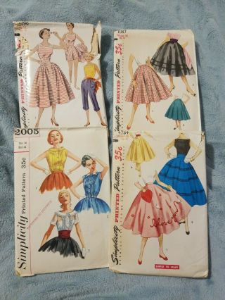 Vintage 1950s Simplicity Ladies Patterns Dress Size 12 14 Skirts Poodle Skirts