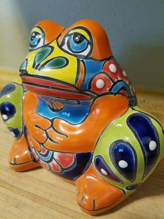 Mexican Talavera Folk Art Pottery Planter Small Terra Cotta Frog
