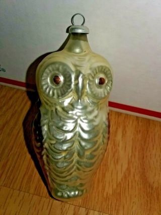 Vintage Glass Owl Christmas Tree Ornament - West Germany