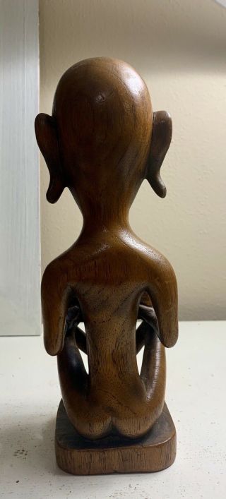 Vtg Primitive African Tribal Man Hand Carved Wood Figure Sculpture Statue 10 1/2 3