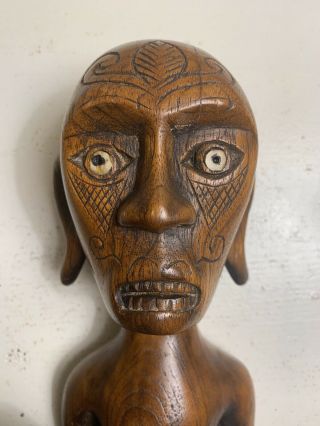 Vtg Primitive African Tribal Man Hand Carved Wood Figure Sculpture Statue 10 1/2 7