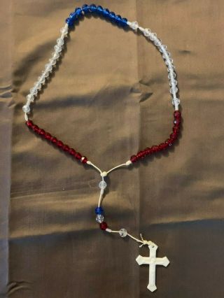 Vintage Patriotic Rosary Red White And Blue Hand Made